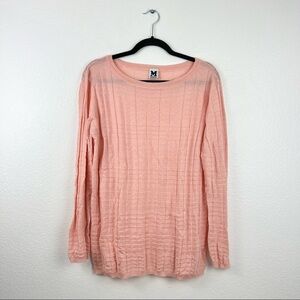 M by MISSONI Pink Textured Knit Long Sleeve Sweater, No Size or Care Label